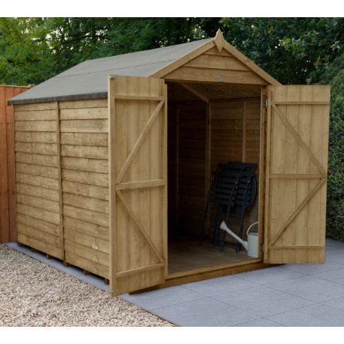 Forest Garden Apex Overlap Shed - Double Door No Window - 8' x 6'