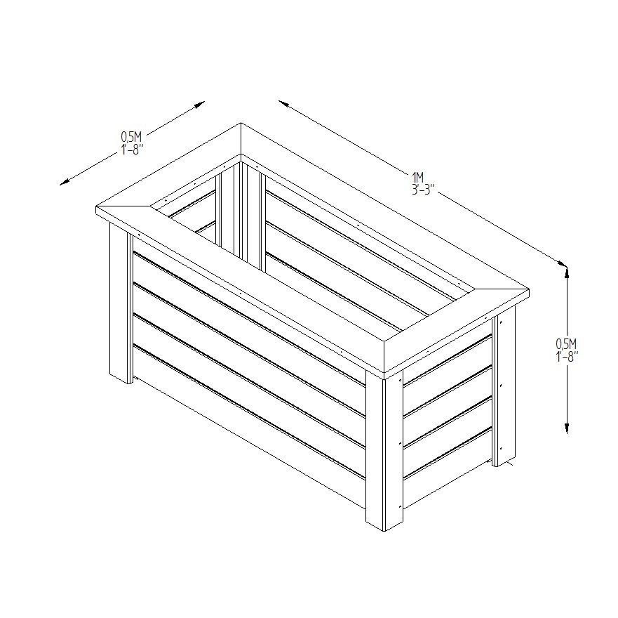 Cambridge Wooden Planter - 1000mm x 500mm