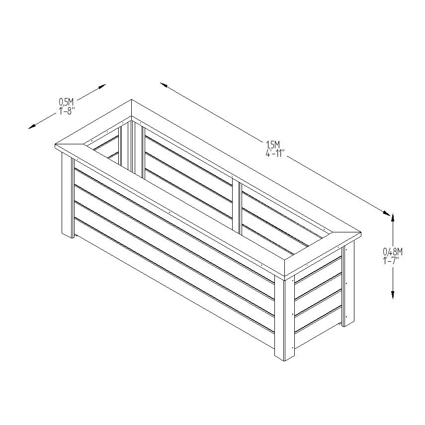 Cambridge Wooden Planter - 1500mm x 500mm