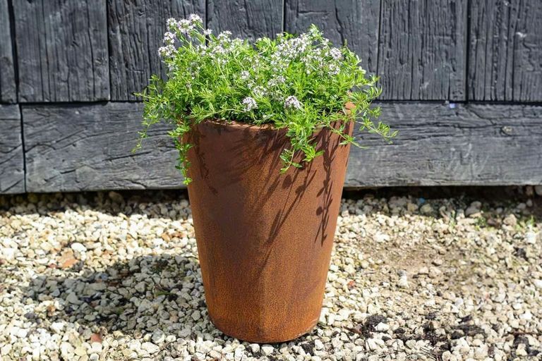 Corten Steel Tapered Cylinder Planter - 400mm x 300mm x 500mm