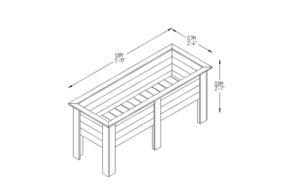 Deep Root Wooden Planter - 1800mm x 700mm