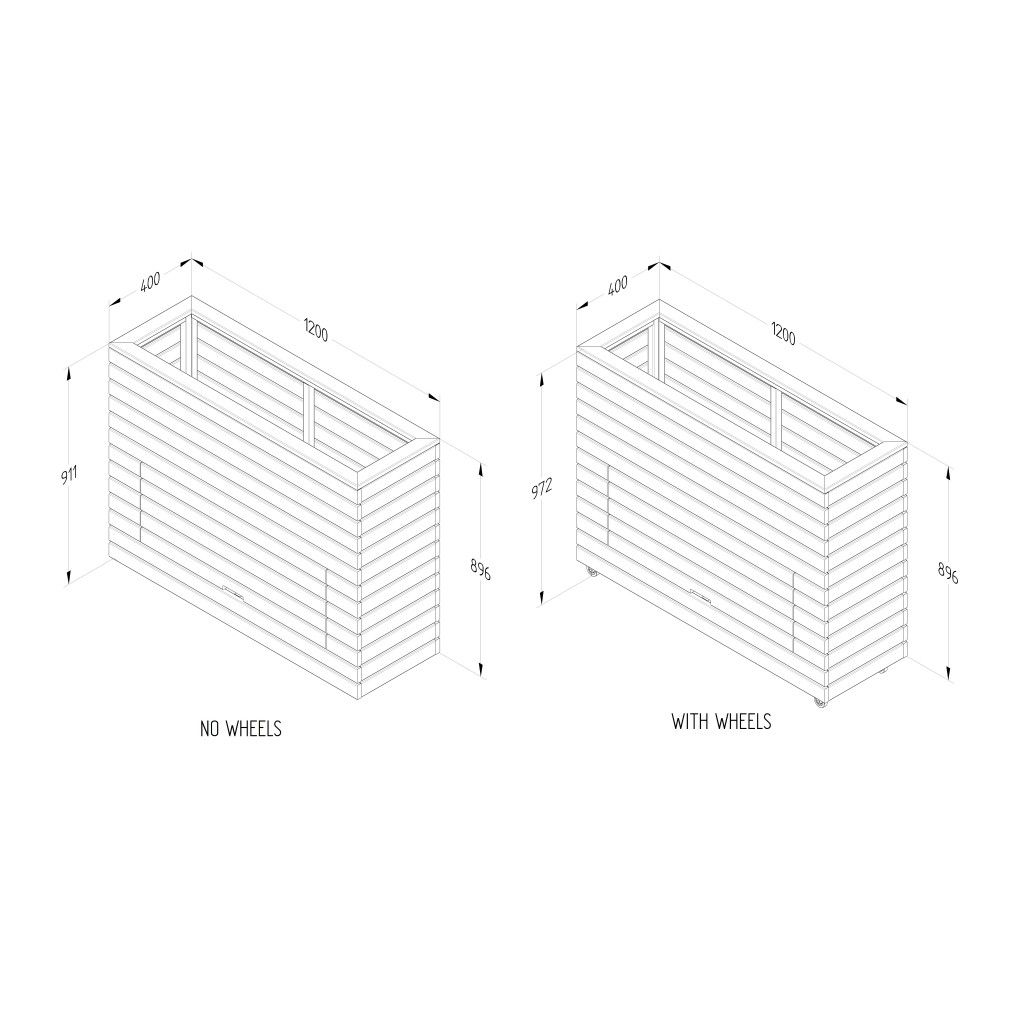 Tall Wooden Planter With Storage - 1200mm x 400mm