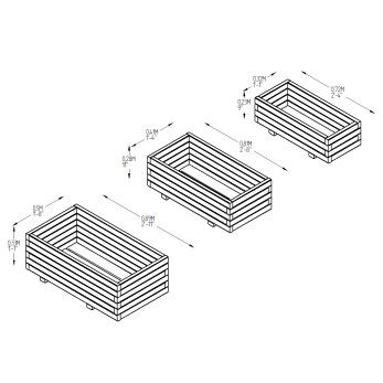 Durham Rectangular Wooden Planter - Set Of 3