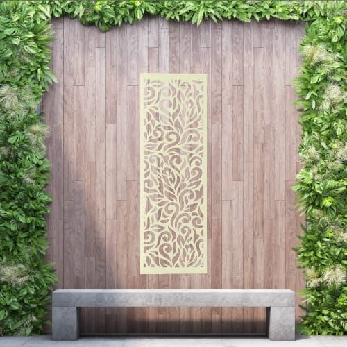 Aluminium Privacy Screen Botanical - Free Standing - 1800mm x 600mm Cream