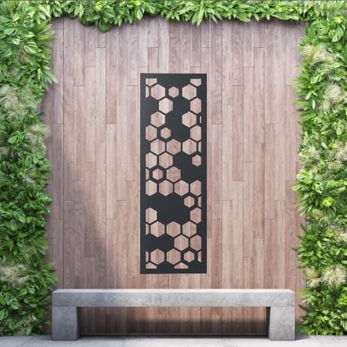 Aluminium Privacy Screen Honeycombe - Wall Mounted - 1800mm x 600mm Black