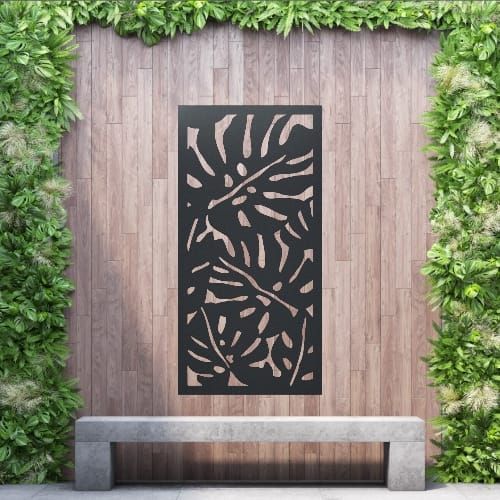 Aluminium Privacy Screen Monstera - Wall Mounted - 1800mm x 900mm Black