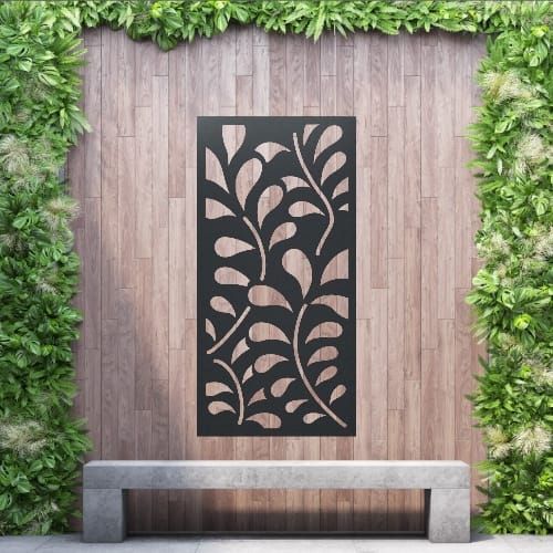 Aluminium Privacy Screen Paisley - Wall Mounted - 1800mm x 900mm Black