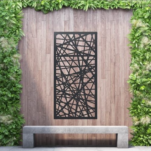 Aluminium Privacy Screen Tangled - Free Standing - 1800mm x 900mm Black