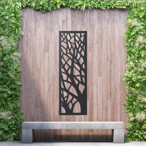 Aluminium Privacy Screen Woodland - Free Standing - 1800mm x 600mm Black