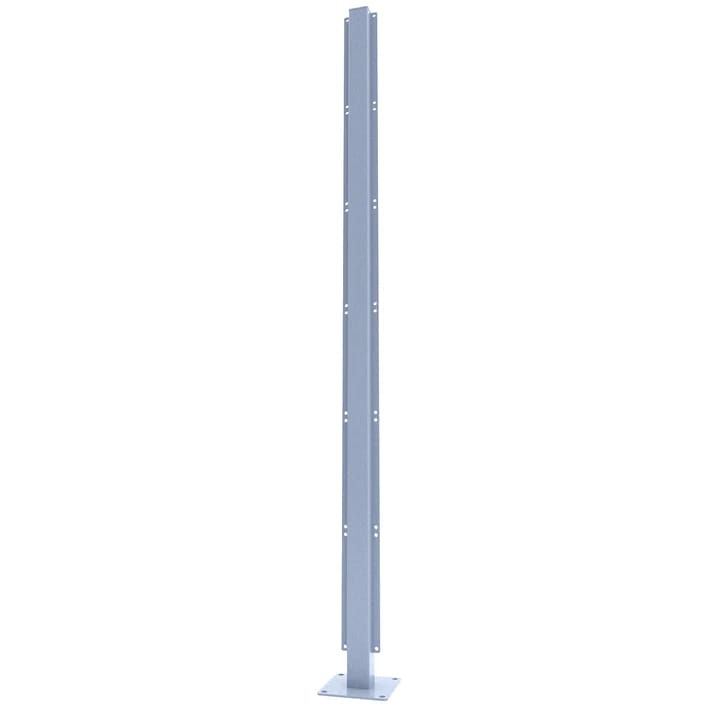 Aluminium Dual Post With Base For Privacy Screen - 1500mm x 60mm x 60mm Grey