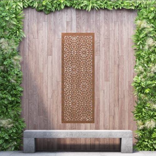 Steel Privacy Screen Bloom - Free Standing - 1800mm x 600mm Steel Corten