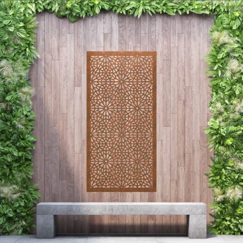 Steel Privacy Screen Bloom - Wall Mounted - 1800mm x 900mm Steel Corten