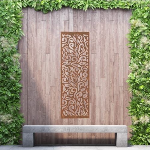 Steel Privacy Screen Botanical - Wall Mounted - 1800mm x 600mm Steel Corten