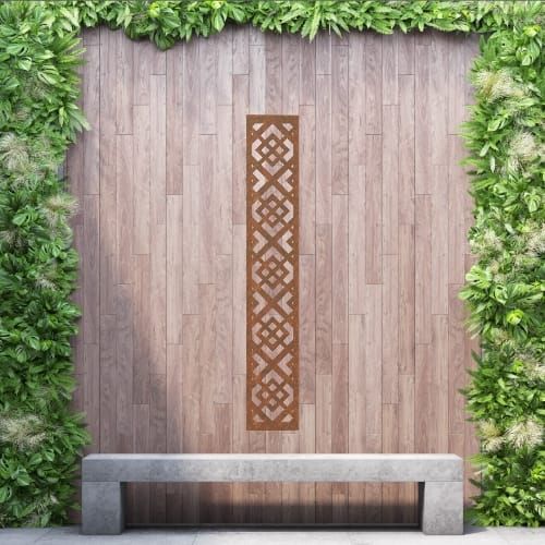 Steel Privacy Screen Diamond - Wall Mounted - 1800mm x 300mm Steel Corten