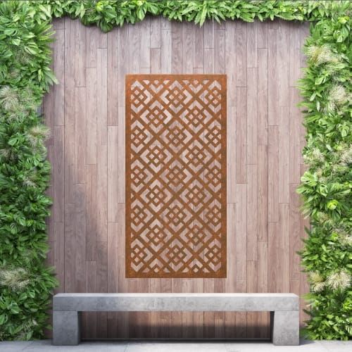 Steel Privacy Screen Diamond - Free Standing - 1800mm x 900mm Steel Corten