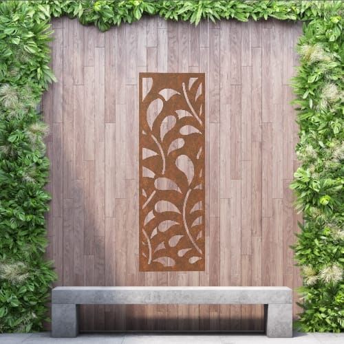 Steel Privacy Screen Paisley - Wall Mounted - 1800mm x 600mm Steel Corten