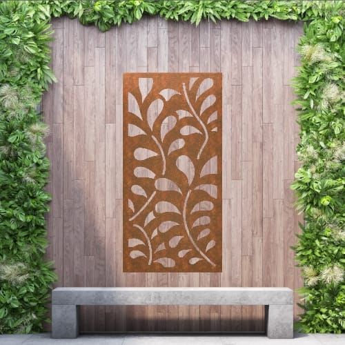 Steel Privacy Screen Paisley - Wall Mounted - 1800mm x 900mm Steel Corten