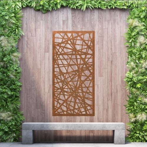 Steel Privacy Screen Tangled - Wall Mounted - 1800mm x 900mm Steel Corten