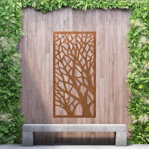 Steel Privacy Screen Woodland - Free Standing - 1800mm x 900mm Steel Corten