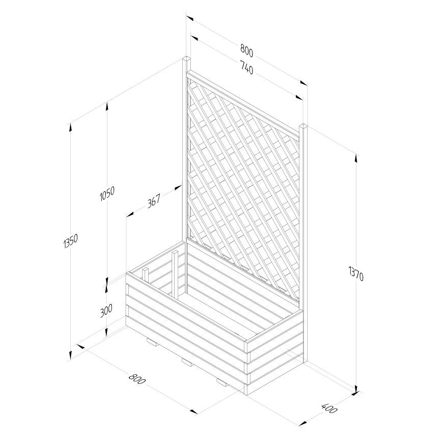 Trellis Wooden Planter - 800mm x 400mm