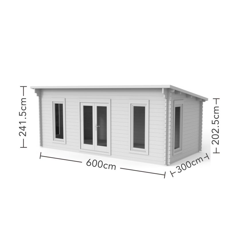 Arley Log Cabin - 34kg Polyester Felt Plus Underlay Double Glazed - 6000mm x 3000mm