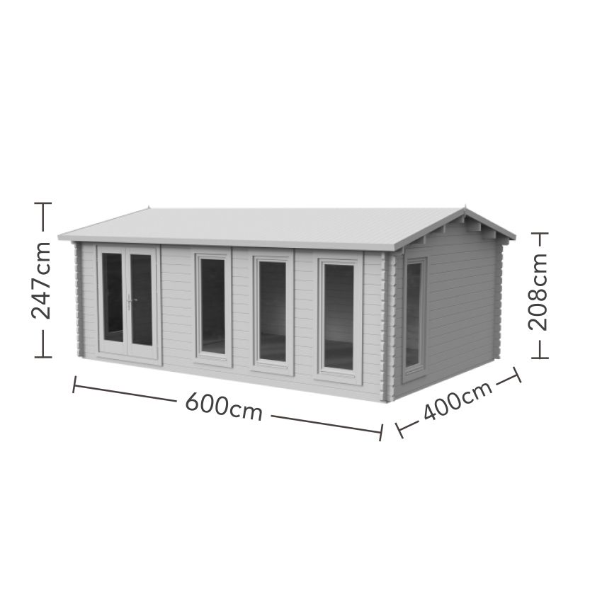 Blakedown Log Cabin - 24kg Polyester Felt Plus Underlay Double Glazed - 6000mm x 4000m