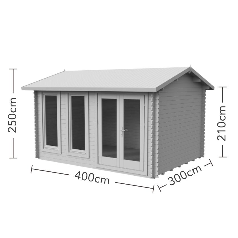 Chiltern Log Cabin - 24kg Felt Plus Underlay Double Glazed - 4000mm x 3000mm