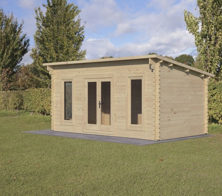 Elmley Log Cabin - 24kg Polyester Felt No Underlay Double Glazed - 5000mm x 3000mm