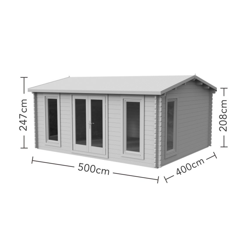 Rushock Log Cabin - Felt Shingle Plus Underlay Double Glazed - 5000mm x 4000mm