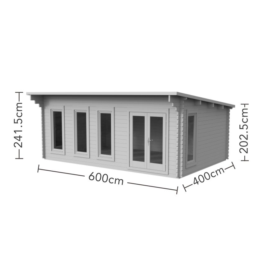 Wolverley Log Cabin - 24kg Polyester Felt Plus Underlay Double Glazed - 6000mm x 4000mm