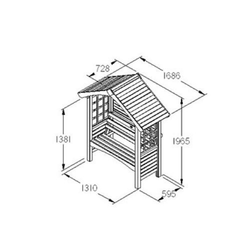 Cadiz Timber Arbour - 1970mm x 1690mm x 730mm