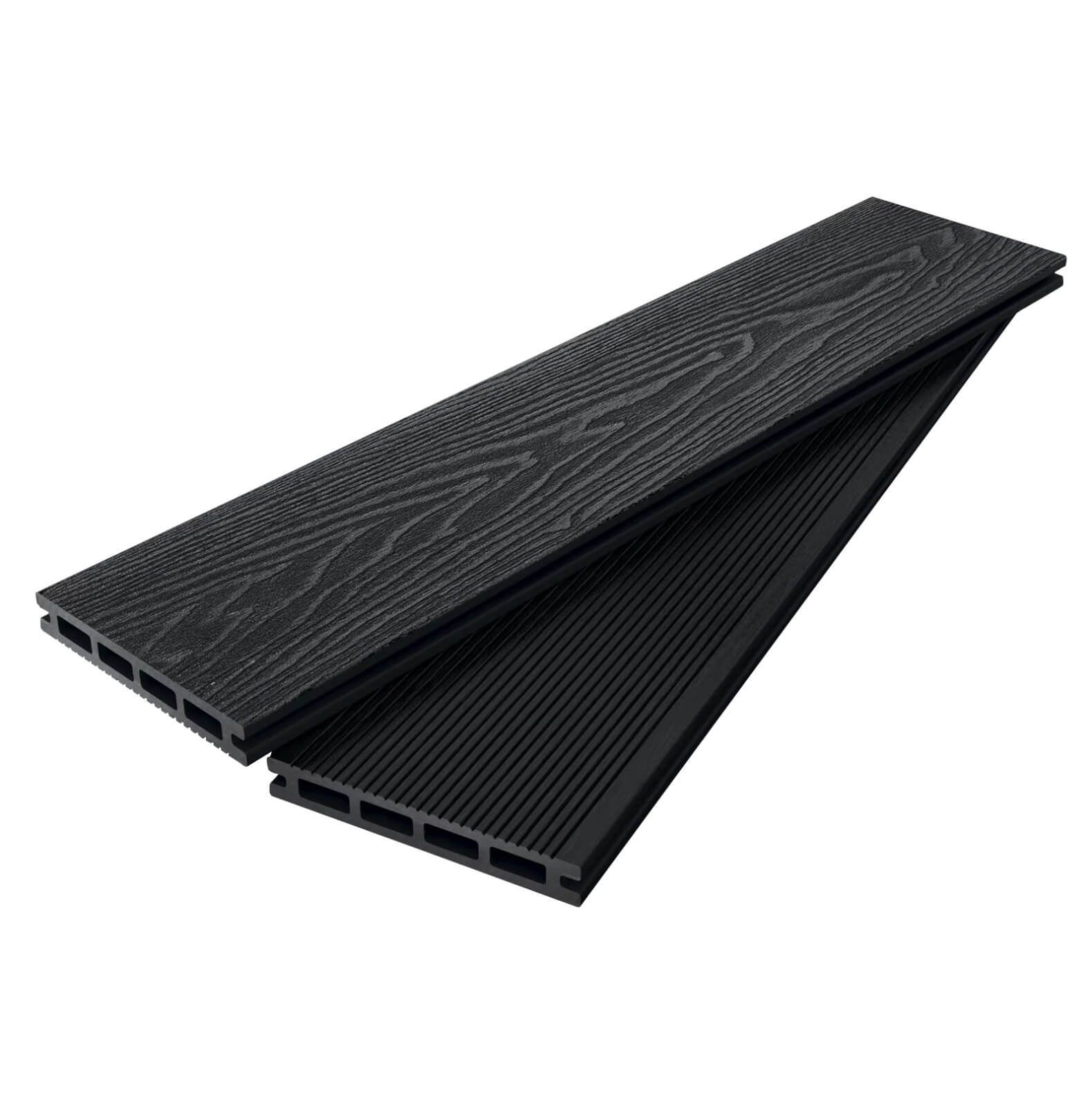 Standard Woodgrain / Grooved Composite Decking Board - 135mm x 3600mm Charcoal