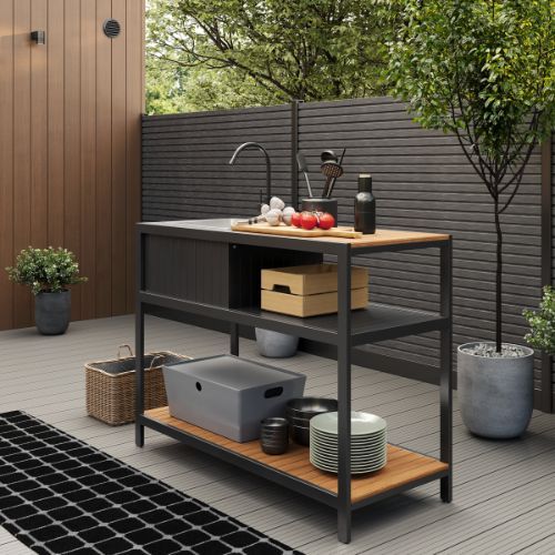 Ecoscape Outdoor Kitchen Sink Unit - 950mm x 1270mm x 530mm Oak