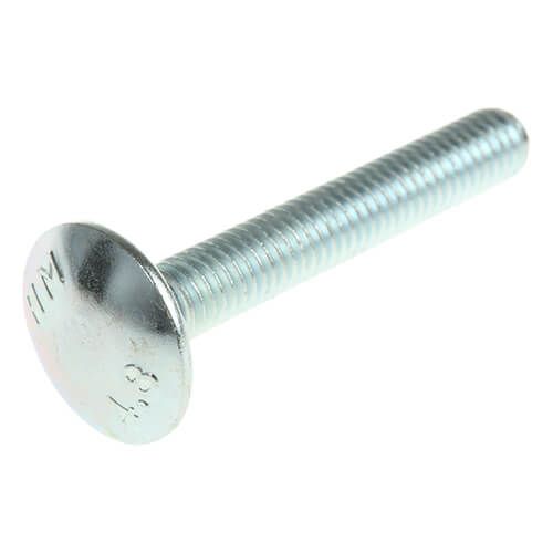 M12 x 130mm - Coach Bolt with Nut Grade 4.6 DIN 603 - BZP - Bag of 4