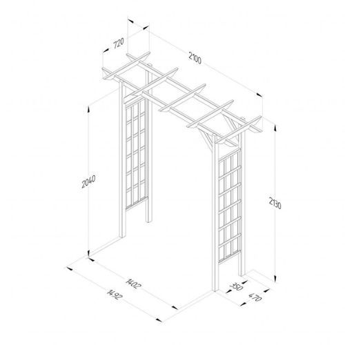 Wooden Garden Arch - Classic Flat Top - 2196mm x 1340mm x 720mm