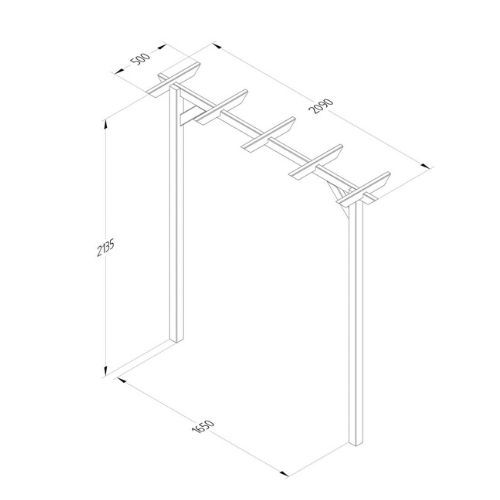 Wooden Garden Arch - Hanbury Flat Top - 2135mm x 2090mm x 500mm