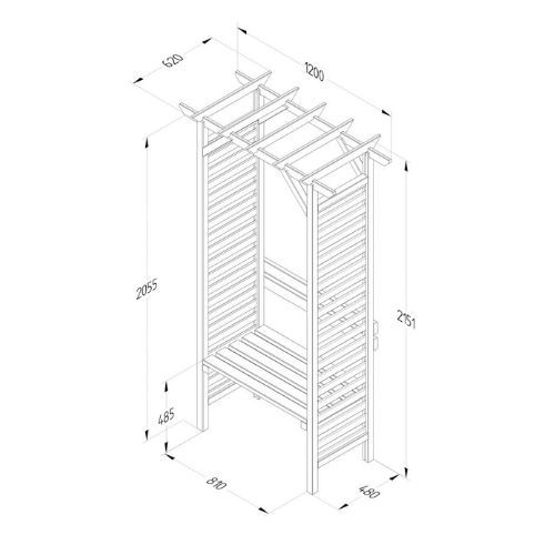 Palma Timber Arbour  - 2151mm x 1200mm x 620mm