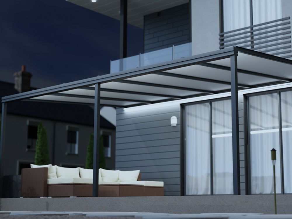 Simplicity 16 Aluminium Pergola / Veranda - 16000mm x 1000mm Rectangular - Black