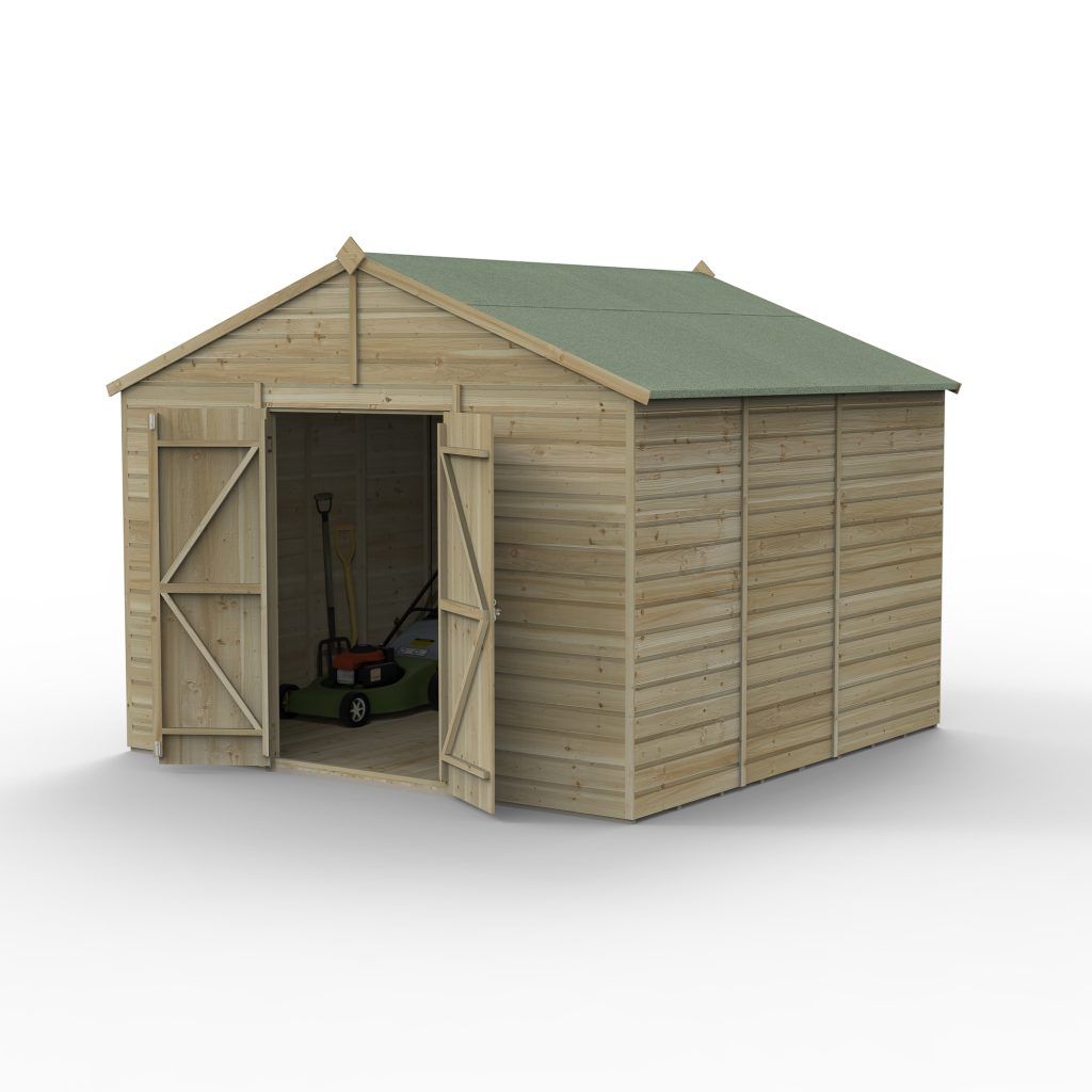 Forest Garden Shiplap Apex Shed - No Window Double Door - 10' x 10'