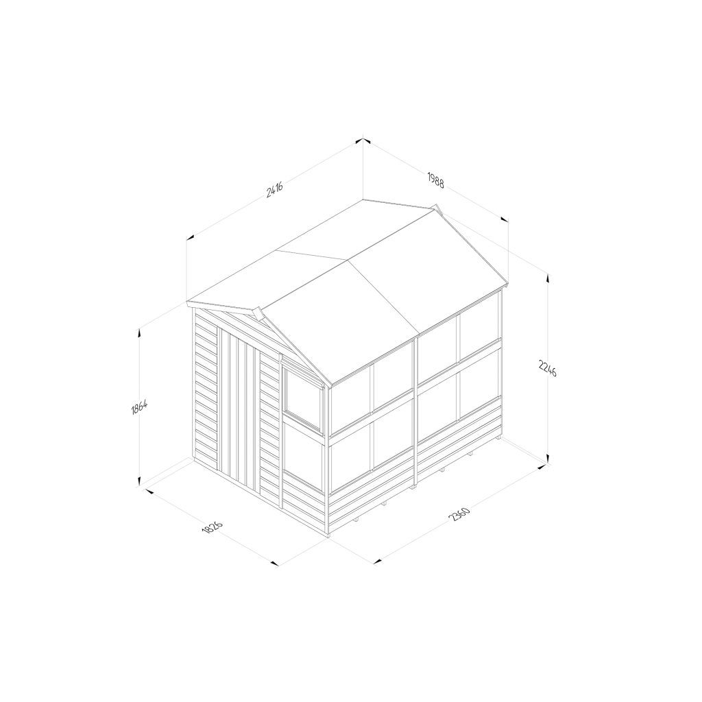 Forest Garden Shiplap Apex Potting Shed - 1 Window - 8' x 6'
