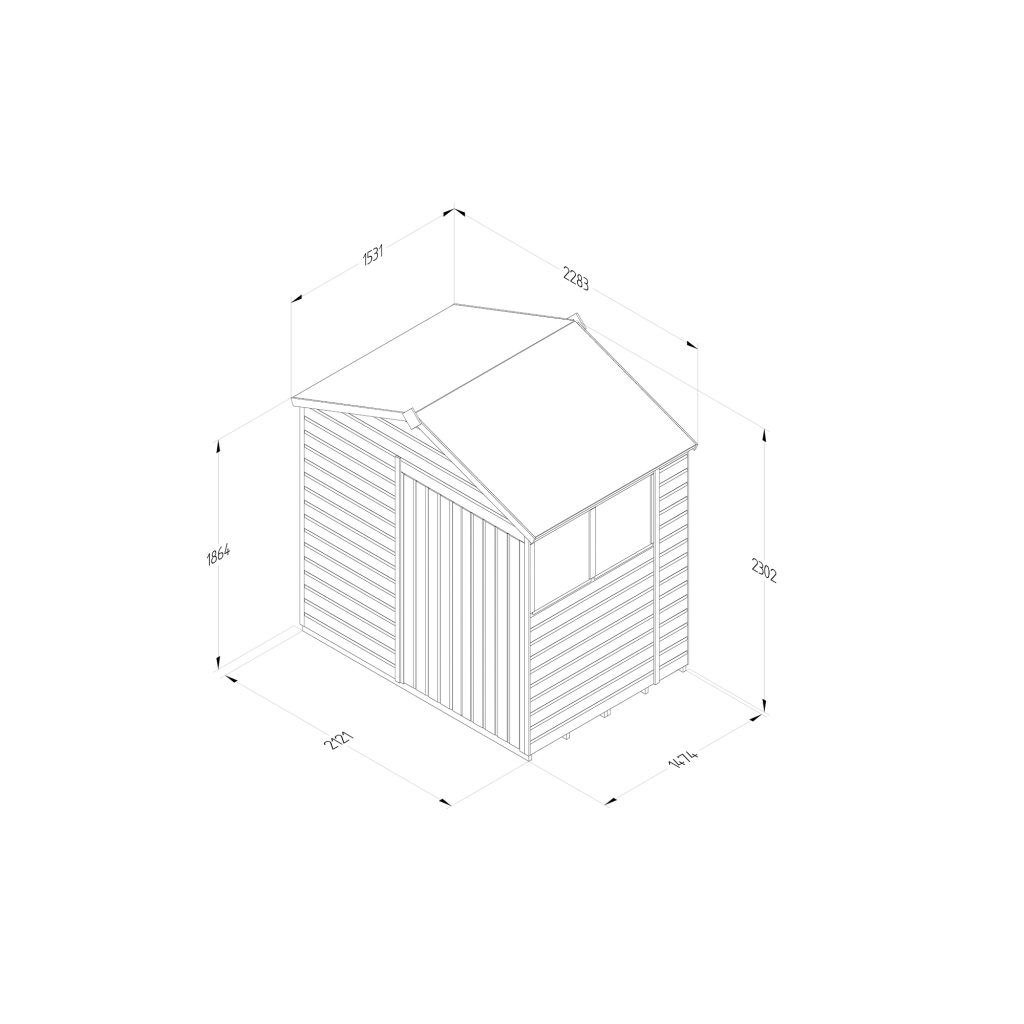 Forest Garden Shiplap Apex Shed - 2 Windows Double Door - 7' x 5'