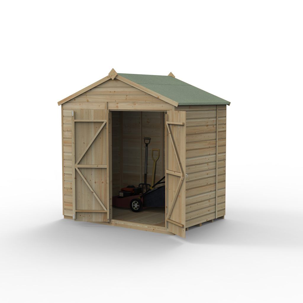 Forest Garden Shiplap Apex Shed - No Window Double Door - 7' x 5'