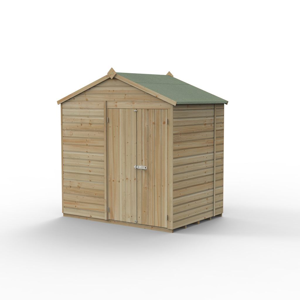 Forest Garden Shiplap Apex Shed - No Window Double Door - 7' x 5'