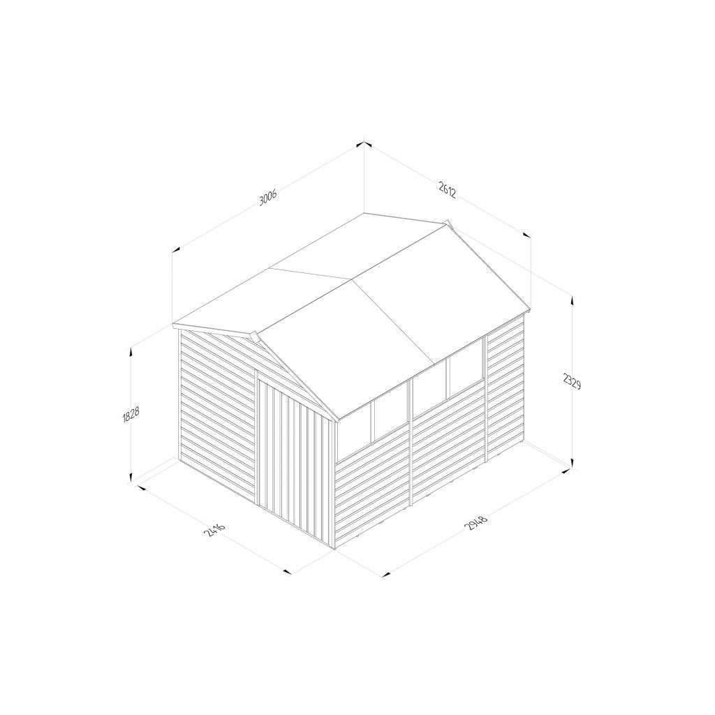 Forest Garden Shiplap Apex Shed - 4 Windows Double Door - 10' x 10'