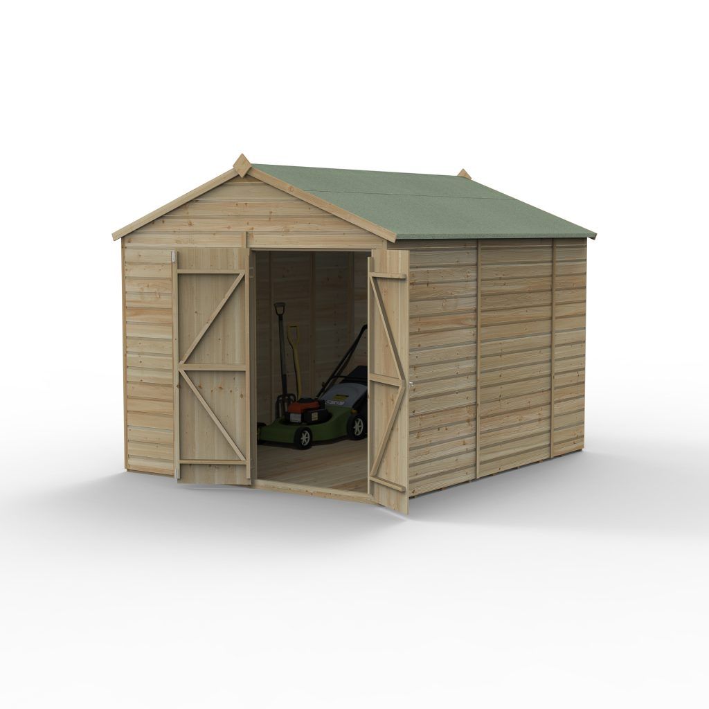 Forest Garden Shiplap Apex Shed - No Window Double Door - 8' x 10'