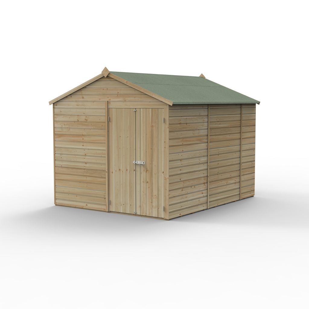 Forest Garden Shiplap Apex Shed - No Window Double Door - 8' x 10'