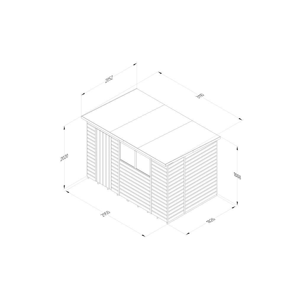 Forest Garden Shiplap Pent Shed - 2 Windows - 10' x 6'