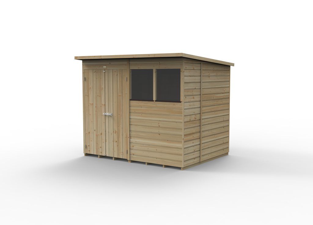 Forest Garden Shiplap Pent Shed - 2 Window Double Door - 8' x 6'