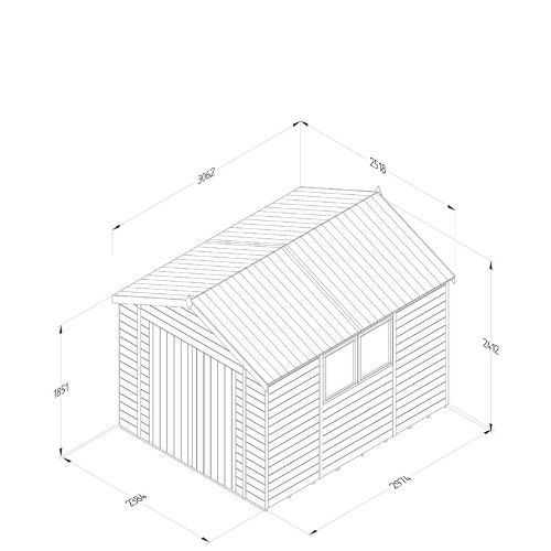 Forest Garden Tongue & Groove  Apex Shed - Double Door - 10' x 8'