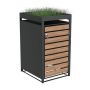 Ecoscape Single Bin Store with Planter - 680mm x 800mm x 1240mm Charcoal & Woodgrain